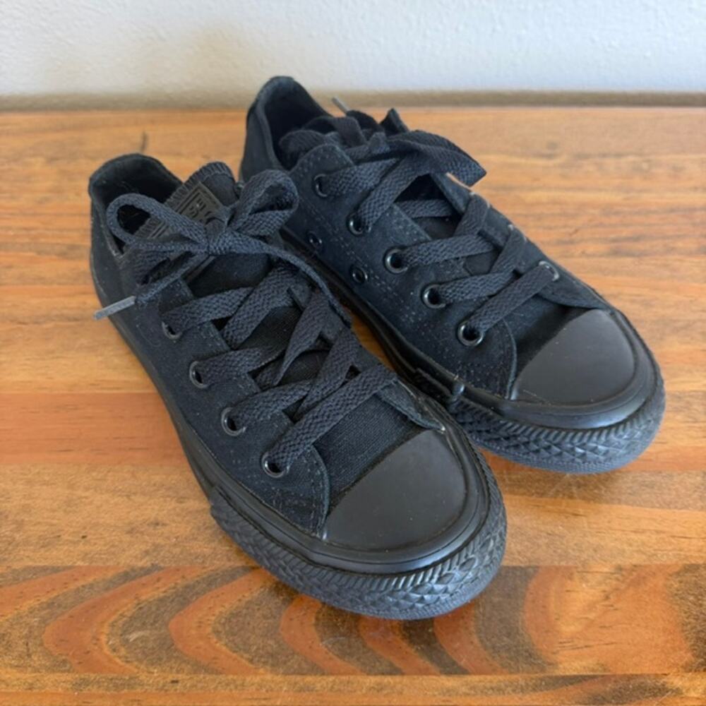 Converse Chuck Taylor All-Star Black on Black Low Top Sneakers - Youth Size 12